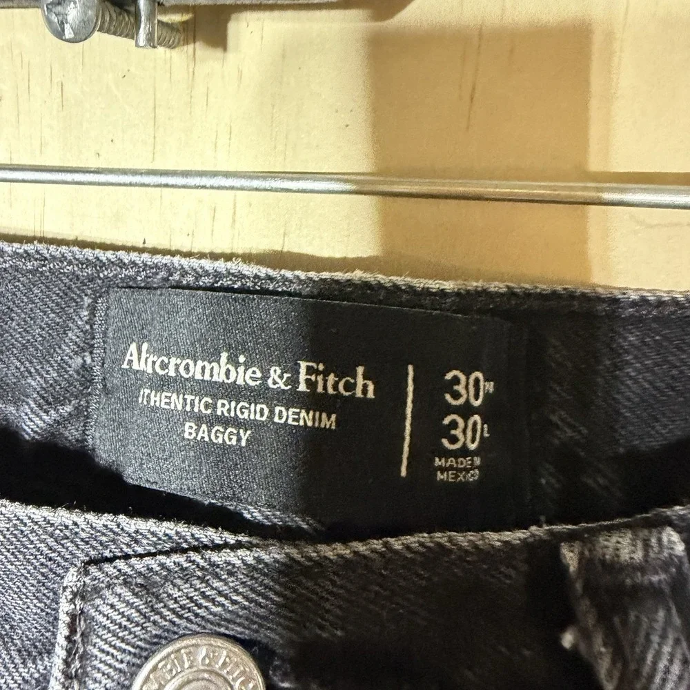 Abercrombie & Fitch Baggy Jeans Mens 30x30 Black Denim Relaxed Y2K Skater
